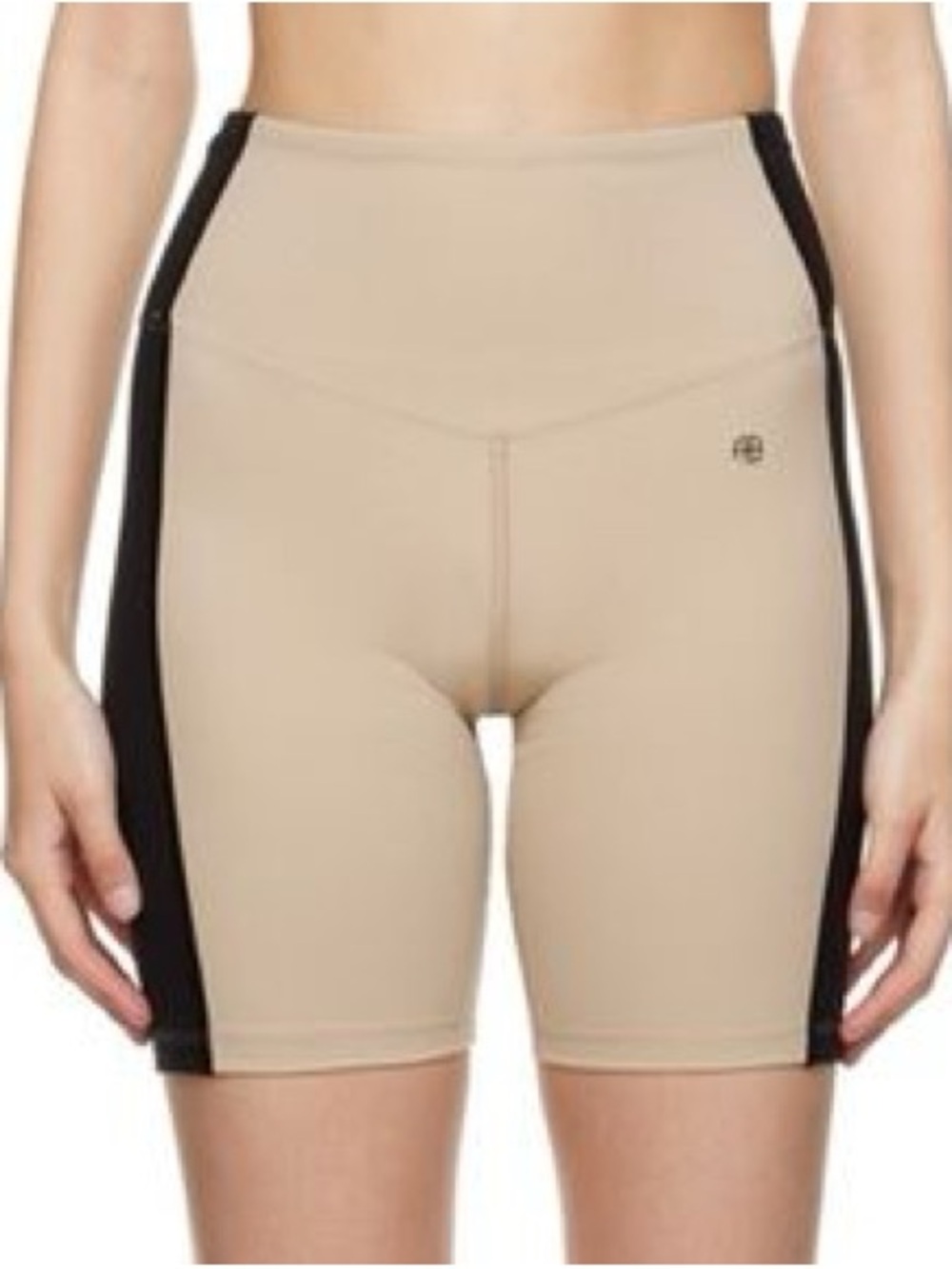 Anine Bing Beige Biker Shorts with Black Side Panels